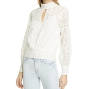 Frame Eyelet Lace Party Top Large EUC